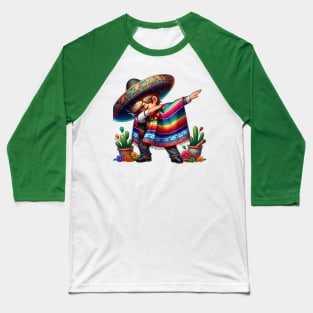 Mexican Boy Dabbing Poncho Cinco de Mayo Boy Baseball T-Shirt